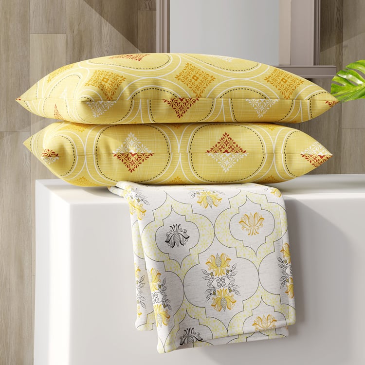 COLOR SENSE Ivy Microfibre Printed 3Pcs Queen Bedsheet Set