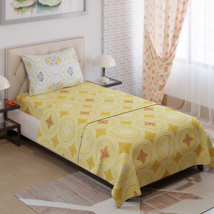 COLOR SENSE Ivy Microfibre Printed 2Pcs Single Bedsheet Set