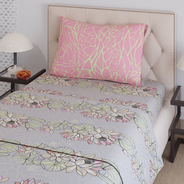 COLOR SENSE Ivy Microfibre Floral Print 2Pcs Single Bedsheet Set