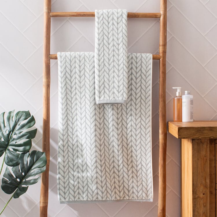 Nova Ashfall Chevron Cotton Jacquard Bath Towel - 70x140cm