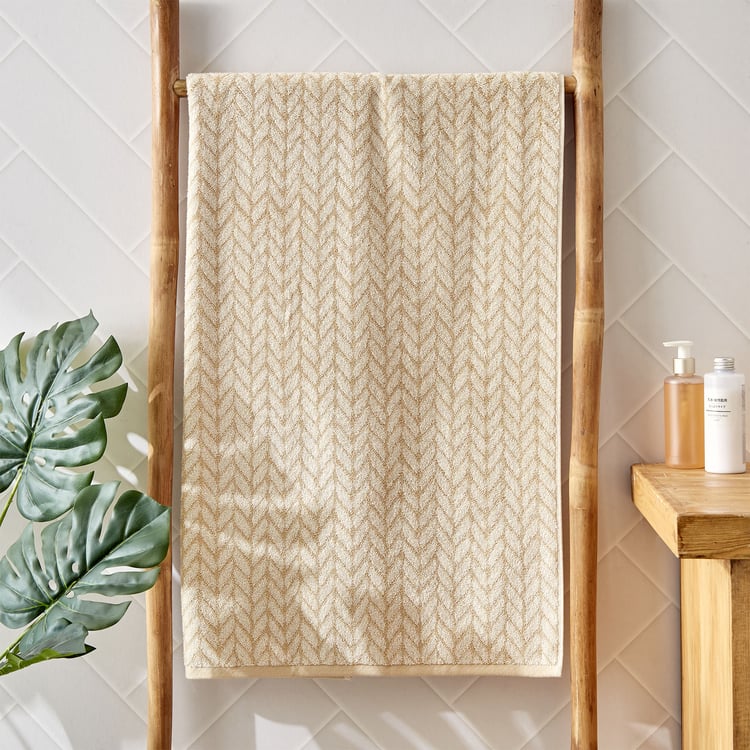 Nova Natural Tranquil Cotton Chevron Bath Towel - 70x140cm