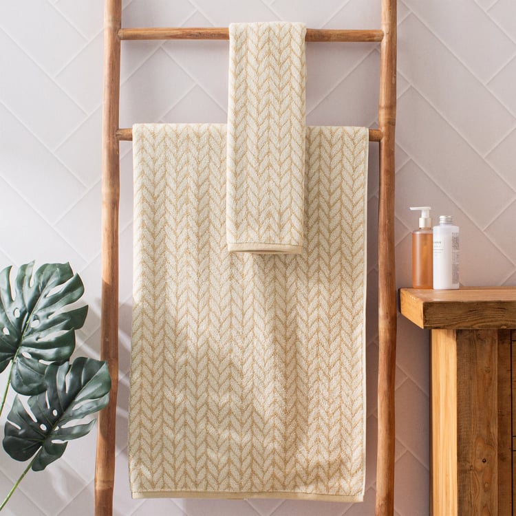 Nova Natural Tranquil Chevron Cotton Jacquard Hand Towel - 60x40cm