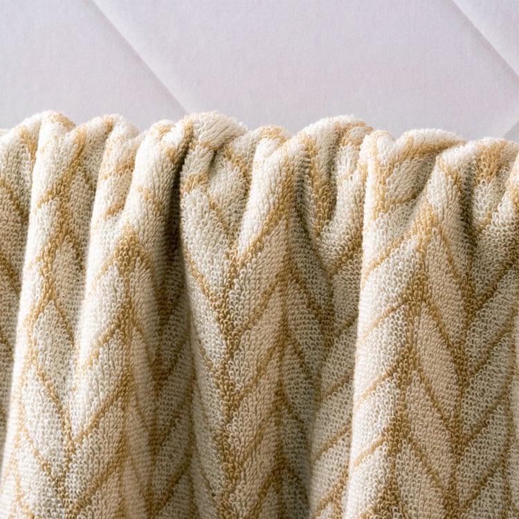 Nova Natural Tranquil Chevron Cotton Jacquard Hand Towel - 60x40cm