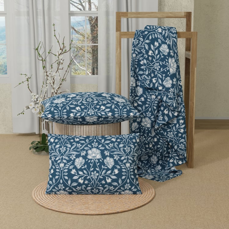 COLOR SENSE Serenity Cotton 200TC Floral Print 3Pcs King Bedsheet Set