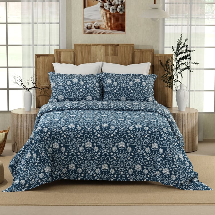 COLOR SENSE Serenity Cotton 200TC Floral Print 3Pcs King Bedsheet Set