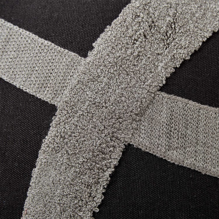 Monochrome Strixo Appliqued Cushion Cover - 40x40cm