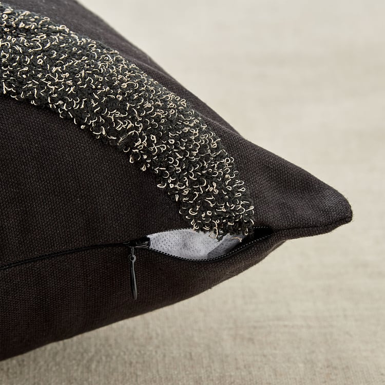 Monochrome Strixo Appliqued Cushion Cover - 40x40cm