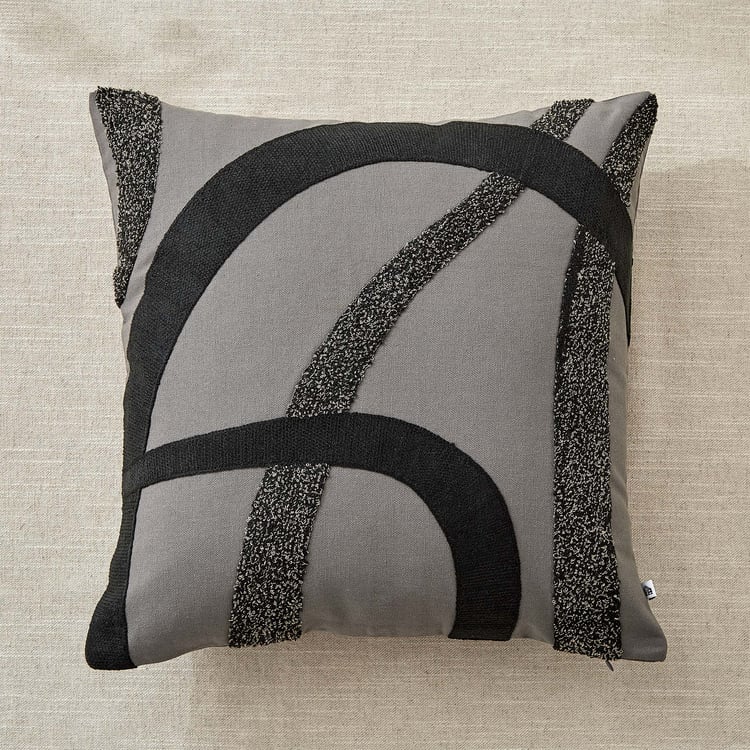 Monochrome Arce Appliqued Cushion Cover - 40x40cm
