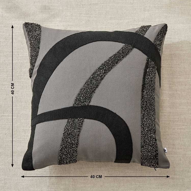 Monochrome Arce Appliqued Cushion Cover - 40x40cm