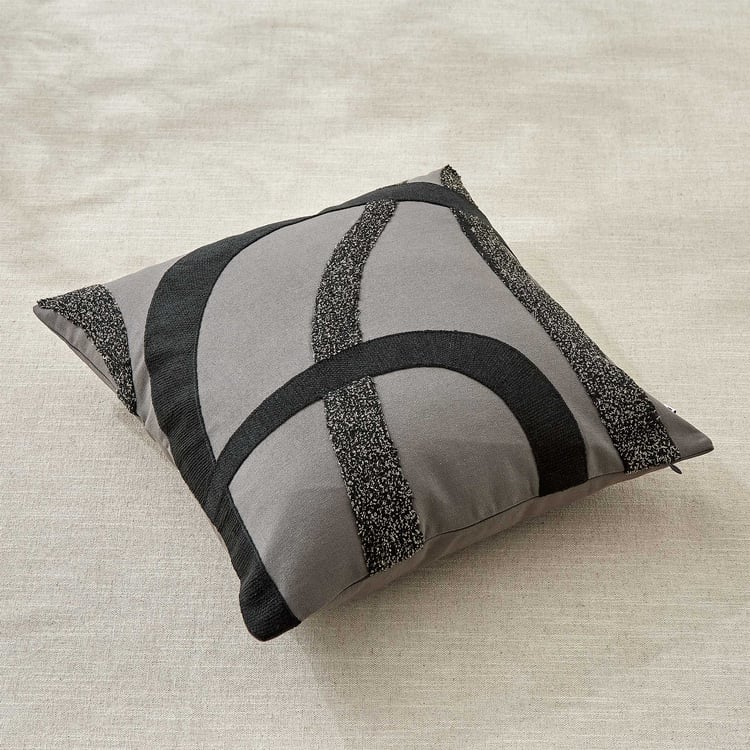 Monochrome Arce Appliqued Cushion Cover - 40x40cm