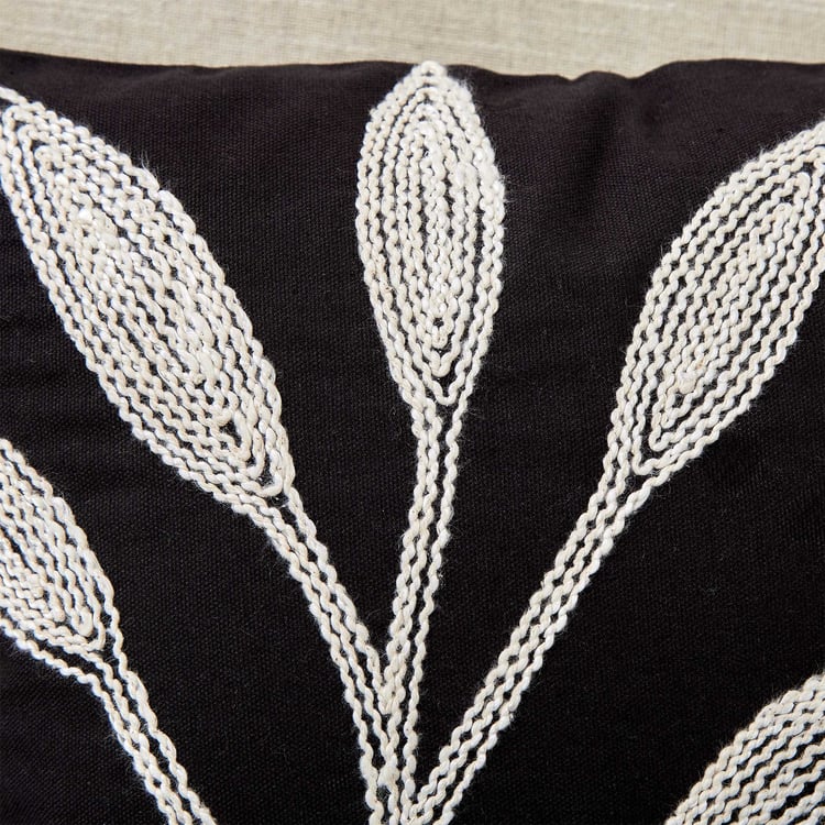 Monochrome Bloom Embroidered Cushion Cover - 40x40cm