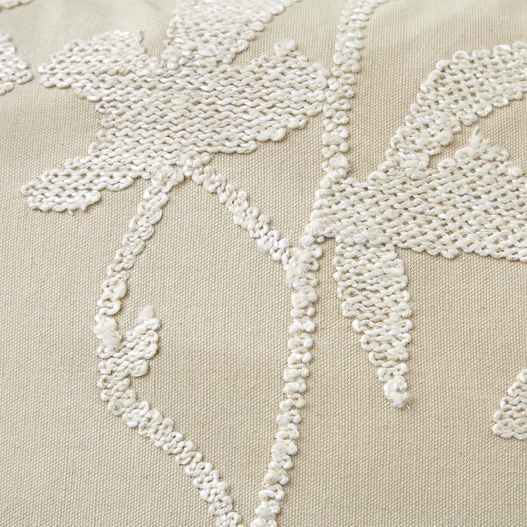 Monochrome Bloom Embroidered Cushion Cover - 40x40cm