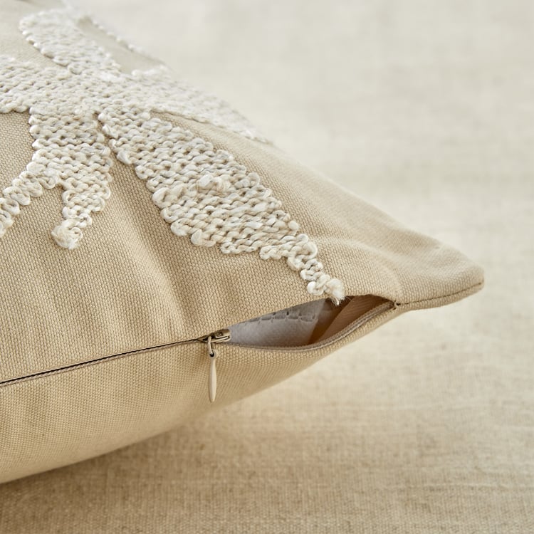 Monochrome Bloom Embroidered Cushion Cover - 40x40cm