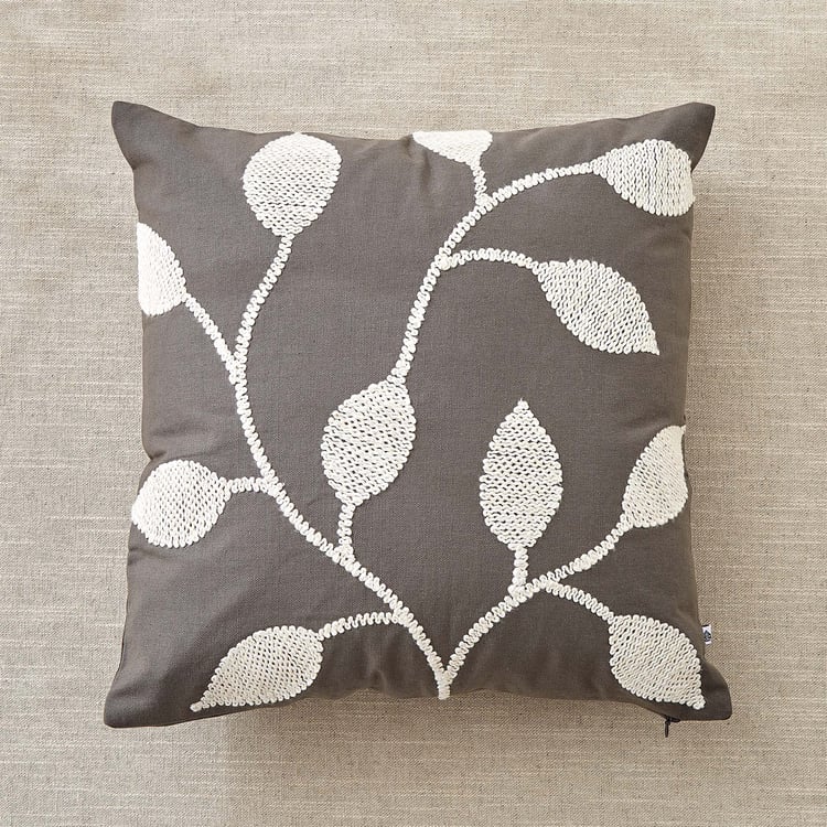 Monochrome Patra Embroidered Cushion Cover - 40x40cm