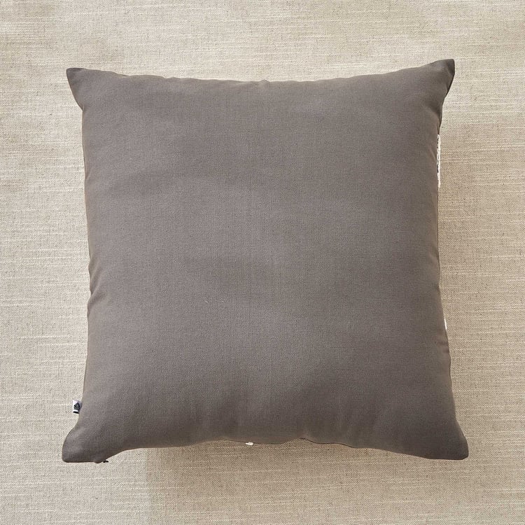 Monochrome Patra Embroidered Cushion Cover - 40x40cm