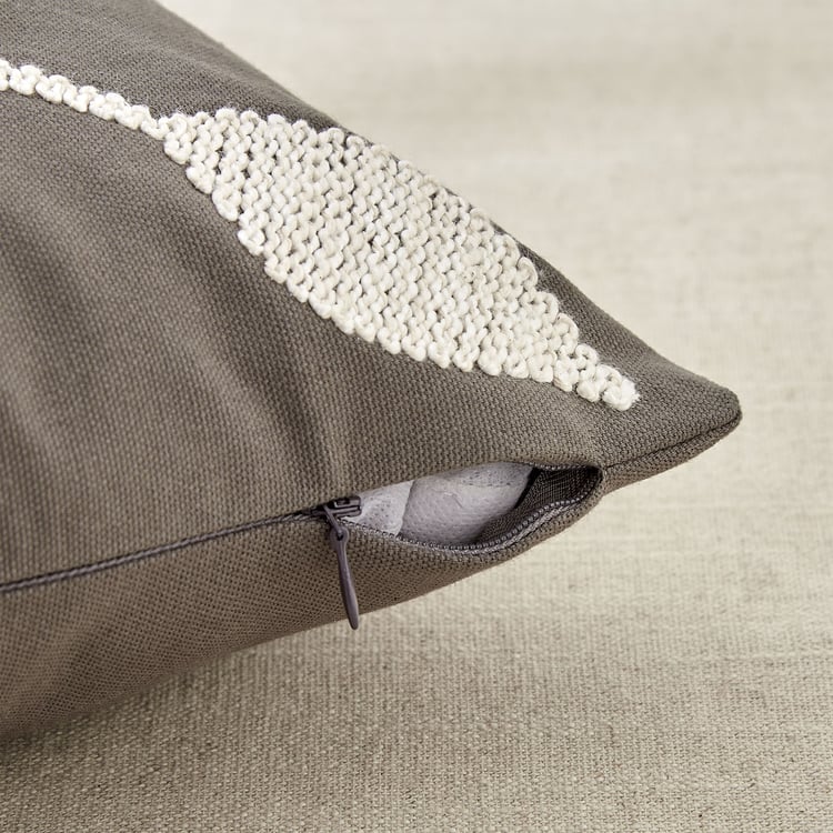 Monochrome Patra Embroidered Cushion Cover - 40x40cm
