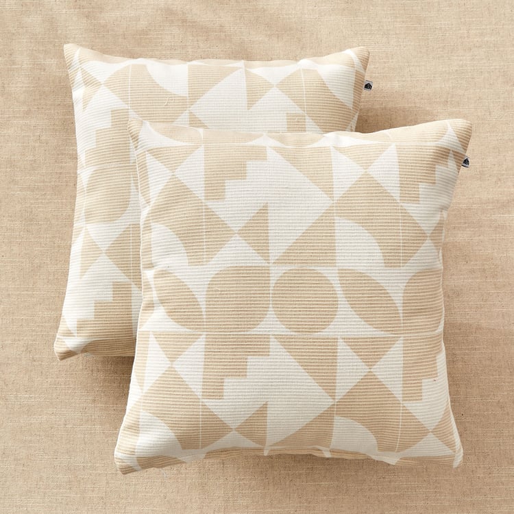 Stria Dune Set of 2 Geometric Print Cushion Covers - 40x40cm