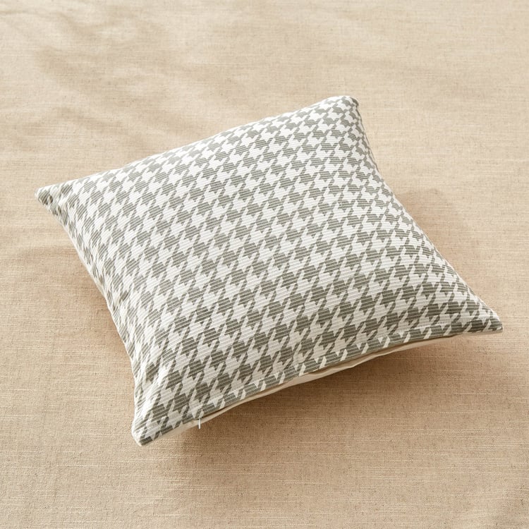Stria Ash Set of 2 Houndstooth Print Cushion Covers - 40x40cm
