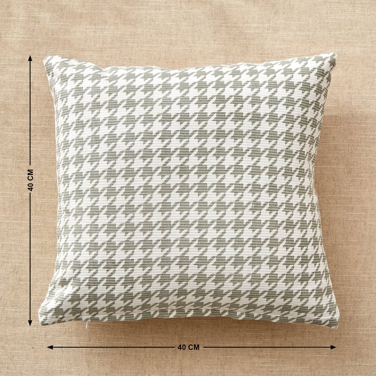 Stria Ash Set of 2 Houndstooth Print Cushion Covers - 40x40cm