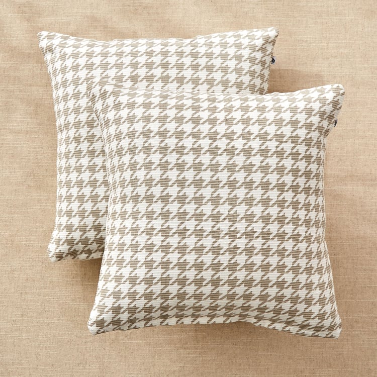 Stria Fauna Set of 2 Houndstooth Print Cushion Covers - 40x40cm