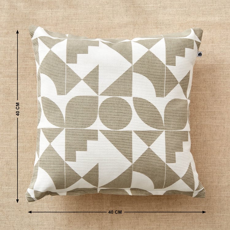 Stria Moss Set of 2 Geometric Print Cushion Covers - 40x40cm