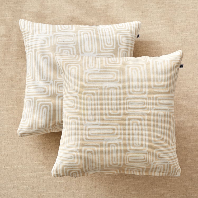 Stria Sandstone Set of 2 Printed Cushion Covers - 40x40cm