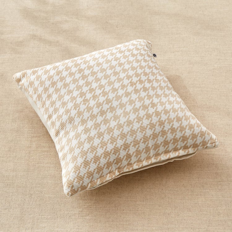 Stria Toffee Set of 2 Houndstooth Print Cushion Covers - 40x40cm