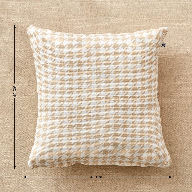 Stria Toffee Set of 2 Houndstooth Print Cushion Covers - 40x40cm
