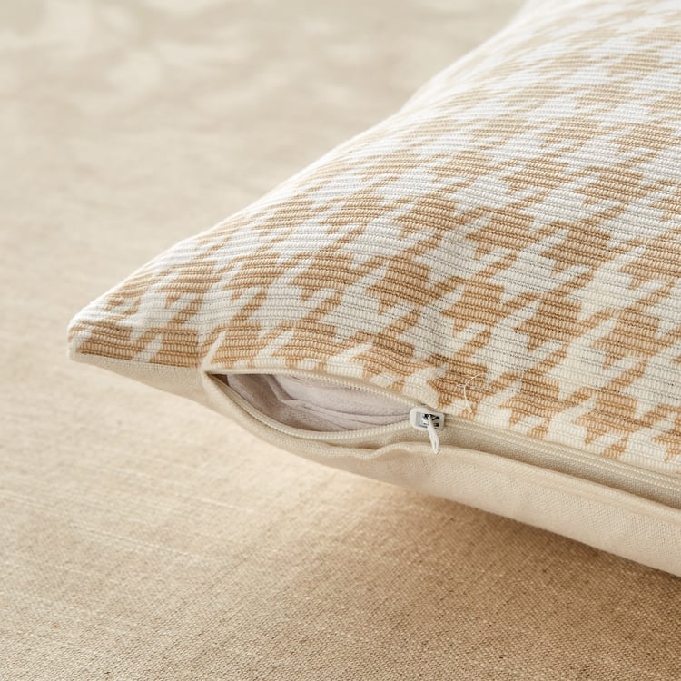 Stria Toffee Set of 2 Houndstooth Print Cushion Covers - 40x40cm