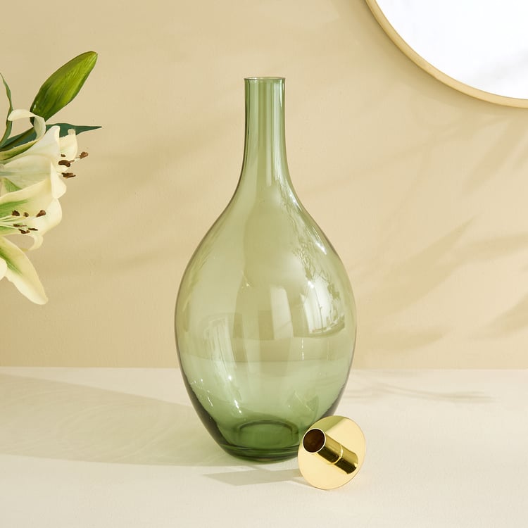 Botanica Flufois Glass Vase with Metal Rim