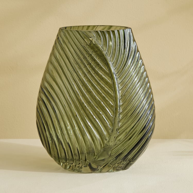 Botanica Flufois Glass Leaf Embossed Vase