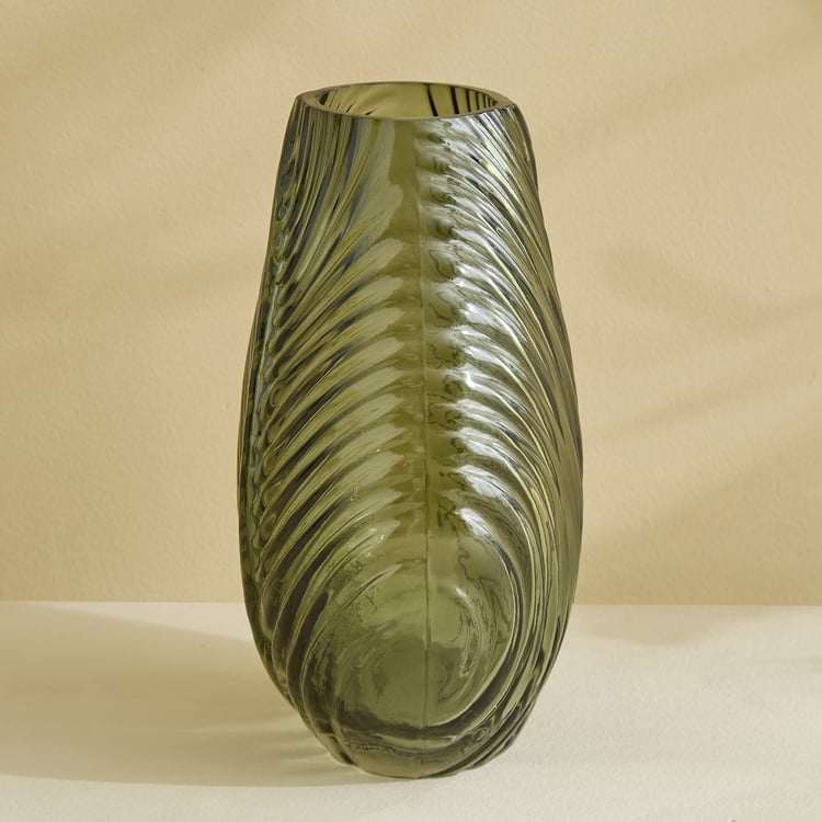 Botanica Flufois Glass Leaf Embossed Vase