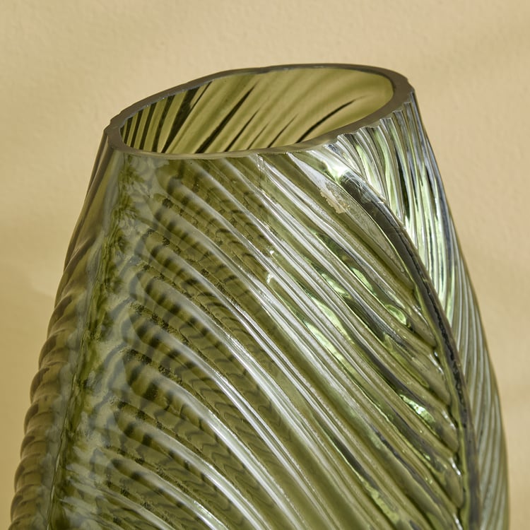 Botanica Flufois Glass Leaf Embossed Vase