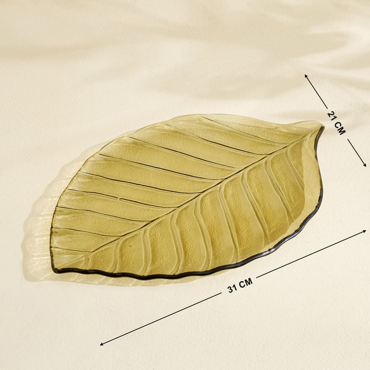 Botanica Flufois Glass Leaf Decorative Platter