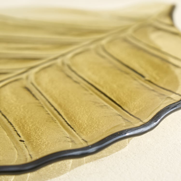 Botanica Flufois Glass Leaf Decorative Platter