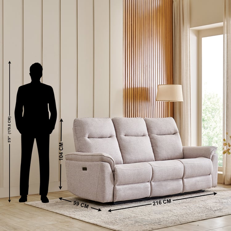 Artise Fabric 3-Seater Electric Recliner - Beige