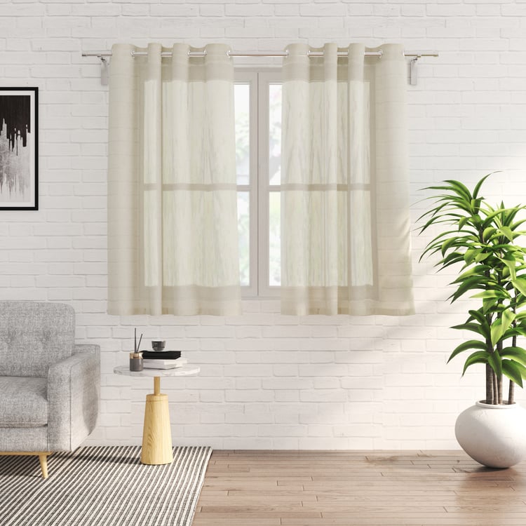 Chanderi Set of 2 Striped Sheer Window Curtains