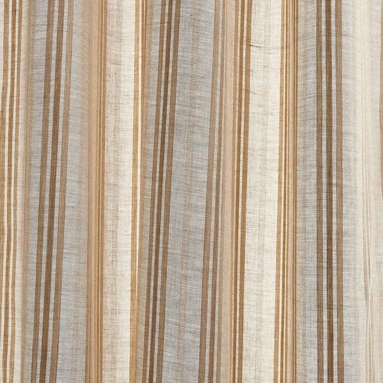 Chanderi Umber Set of 2 Striped Sheer Door Curtains