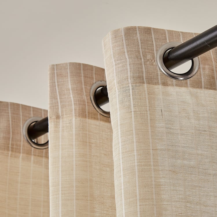Chanderi Veil Set of 2 Striped Sheer Door Curtains
