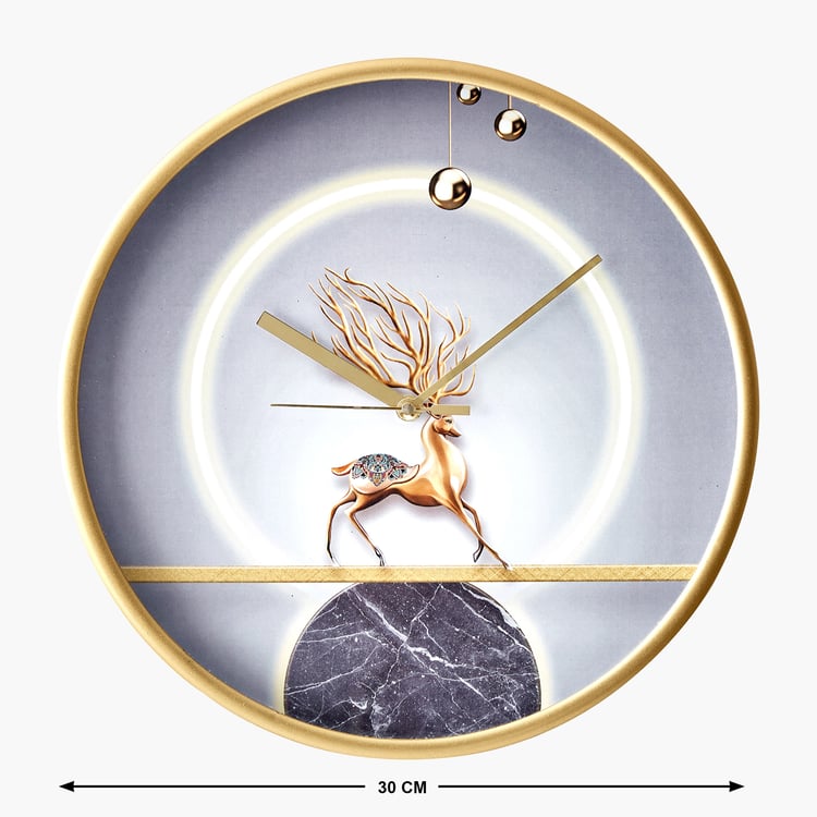 Corsica Casablanca Reindeer Print Wall Clock - 30cm