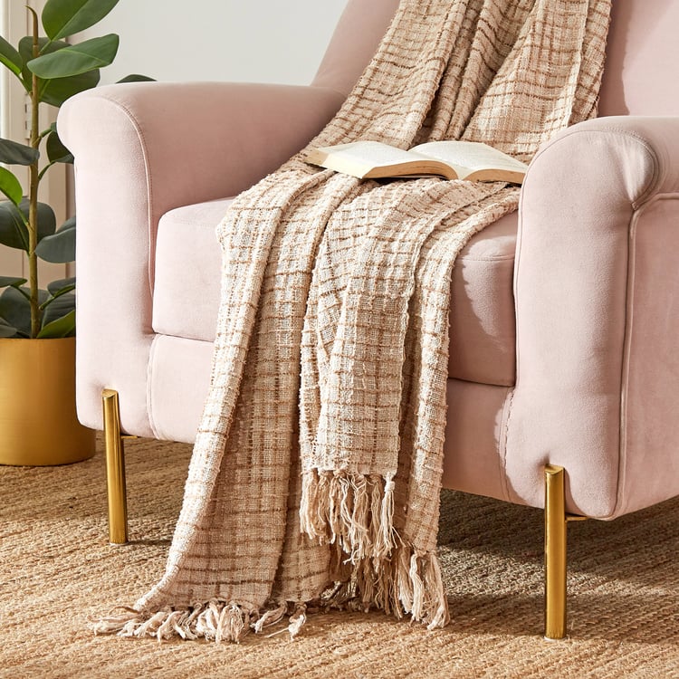 Sundried Sanctuary Whisp Cotton Checked Single Throw