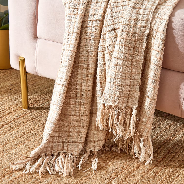 Sundried Sanctuary Whisp Cotton Checked Single Throw