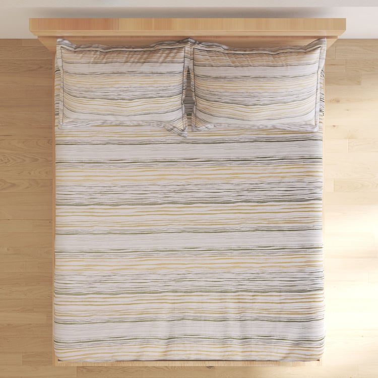 Botanica Ceylon Cotton 200TC Striped 3Pcs King Fitted Bedsheet Set