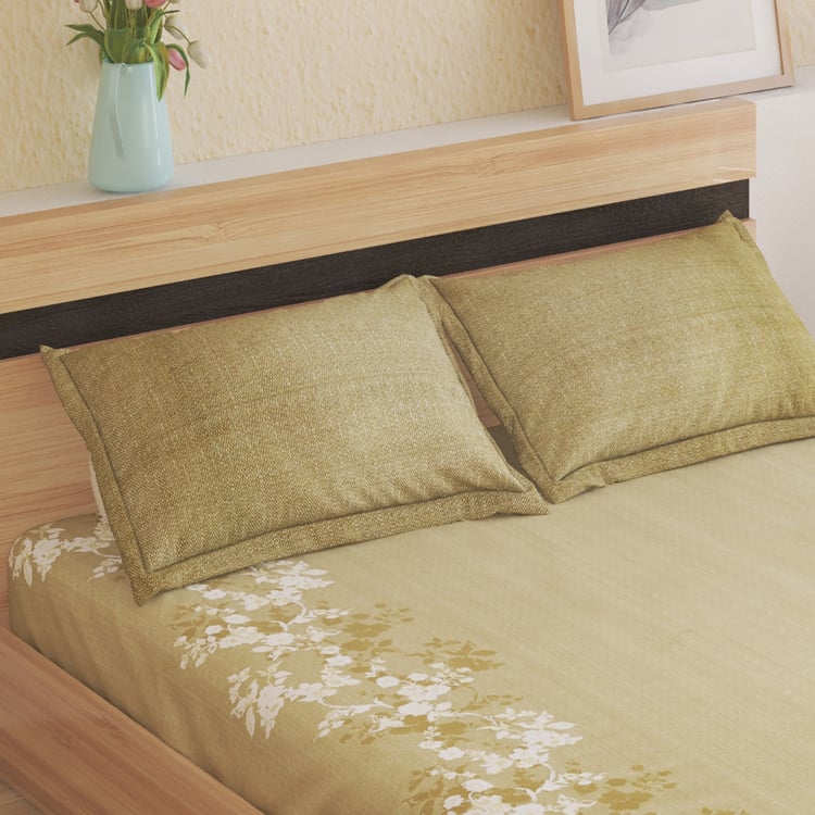 Botanica Laurel Cotton 144TC Printed 3Pcs King Fitted Bedsheet Set
