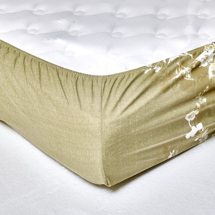 Botanica Laurel Cotton 144TC Printed 3Pcs King Fitted Bedsheet Set