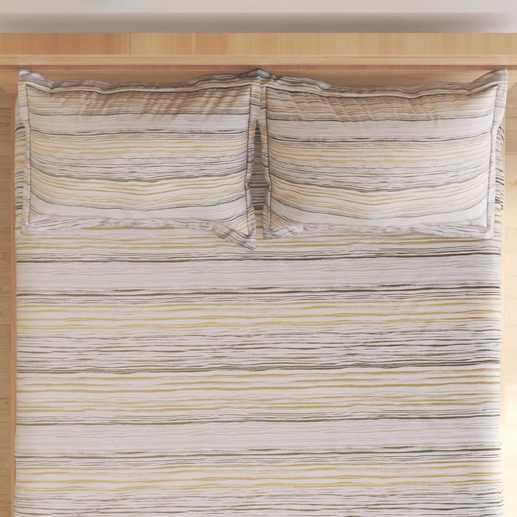 Botanica Ceylon Cotton 144TC Striped 3Pcs Super King Bedsheet Set