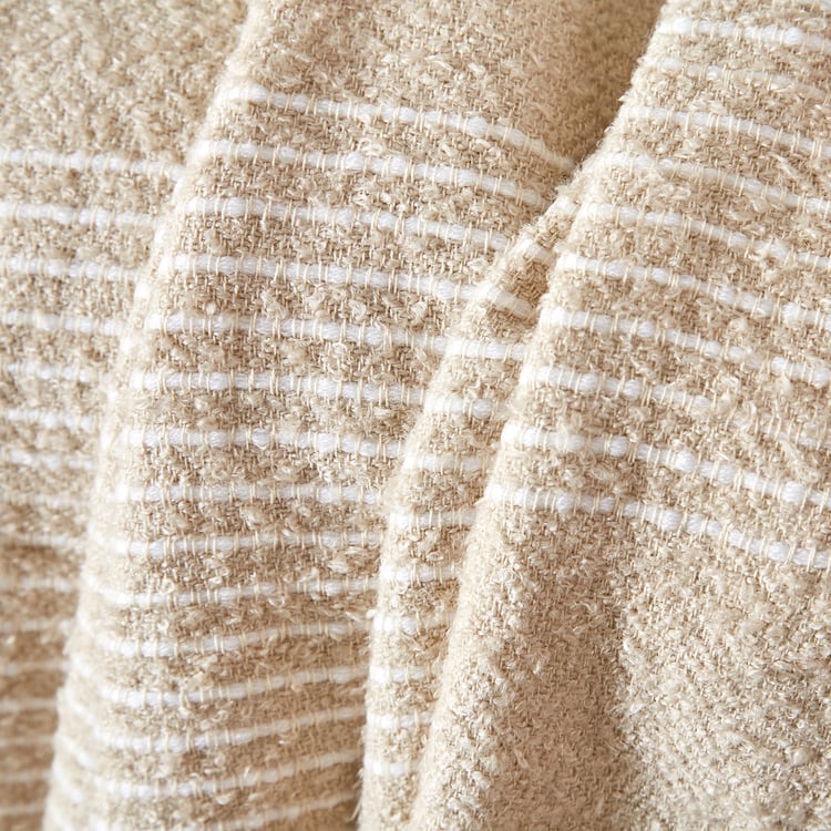 Natural Tranquil Whisp Cotton Striped Single Throw