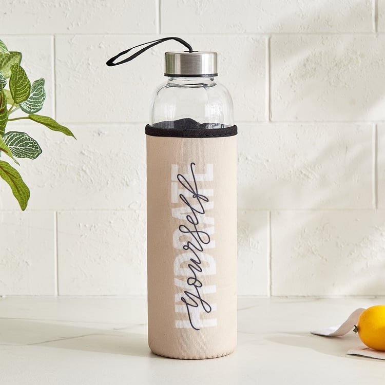 Favola Cadillac Glass Water Bottle with Pouch - 600ml