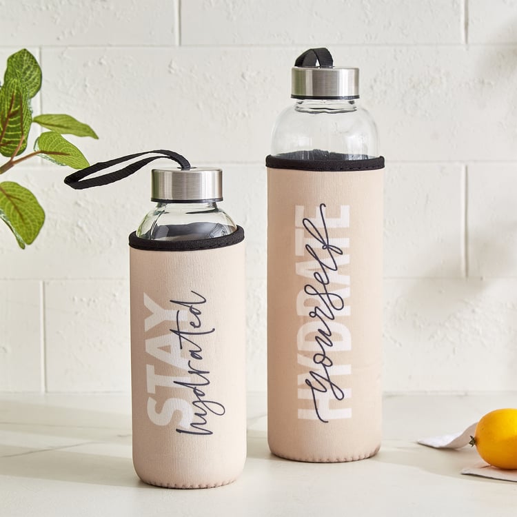 Favola Cadillac Glass Water Bottle with Pouch - 600ml