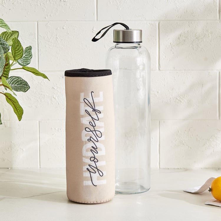 Favola Cadillac Glass Water Bottle with Pouch - 600ml